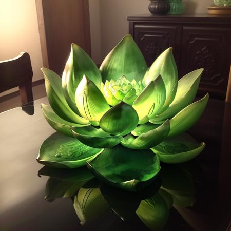 00226-1649999168-a (green glaze, transparent) lotus flower and lotus leaf, flower inserted into the vase, (solo_1.2), , colouredglazecd, no human.png